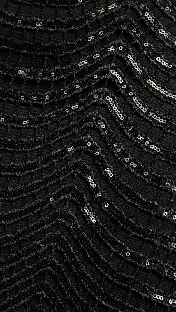 AIIZIE SEQUIN HOLLOW MINI DRESS IN BLACK - product image