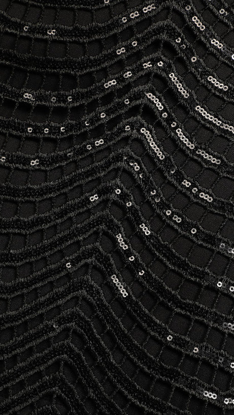 SEQUIN HOLLOW MINI DRESS IN BLACK