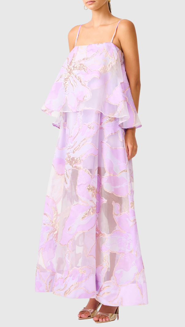 AIIZIE Lennox Floral Jacquard Maxi Dress in Purple - product image