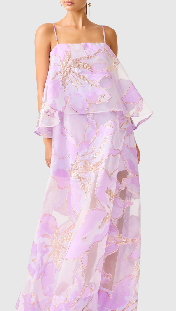 AIIZIE Lennox Floral Jacquard Maxi Dress in Purple - product image