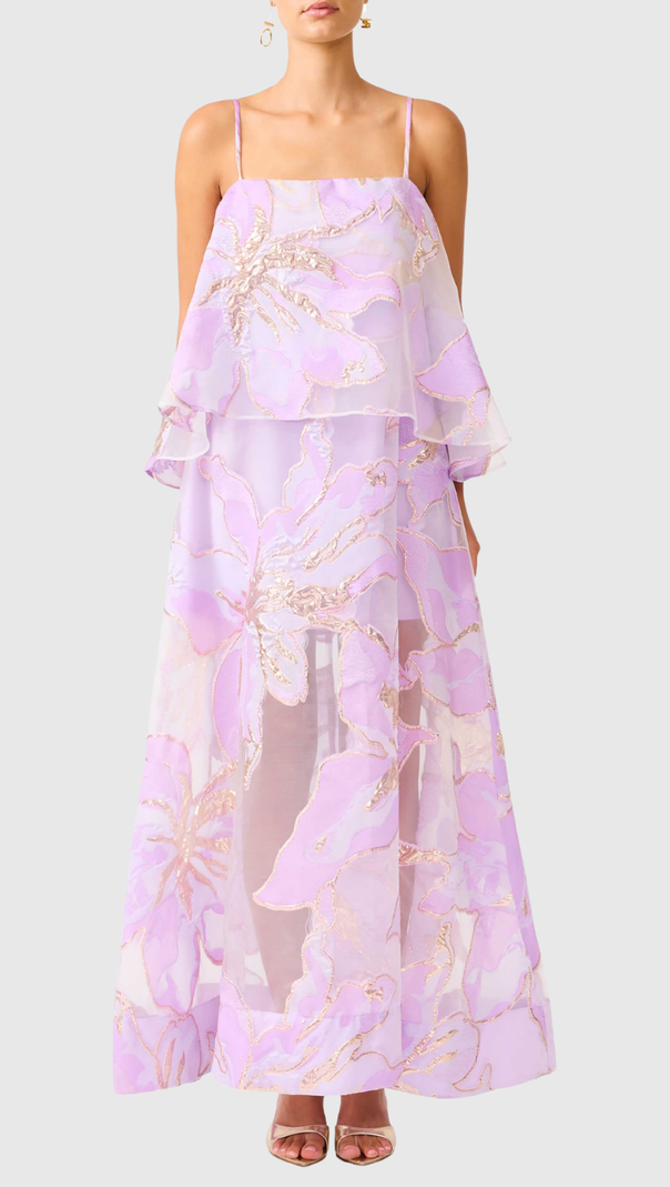 AIIZIE Lennox Floral Jacquard Maxi Dress in Purple - product image