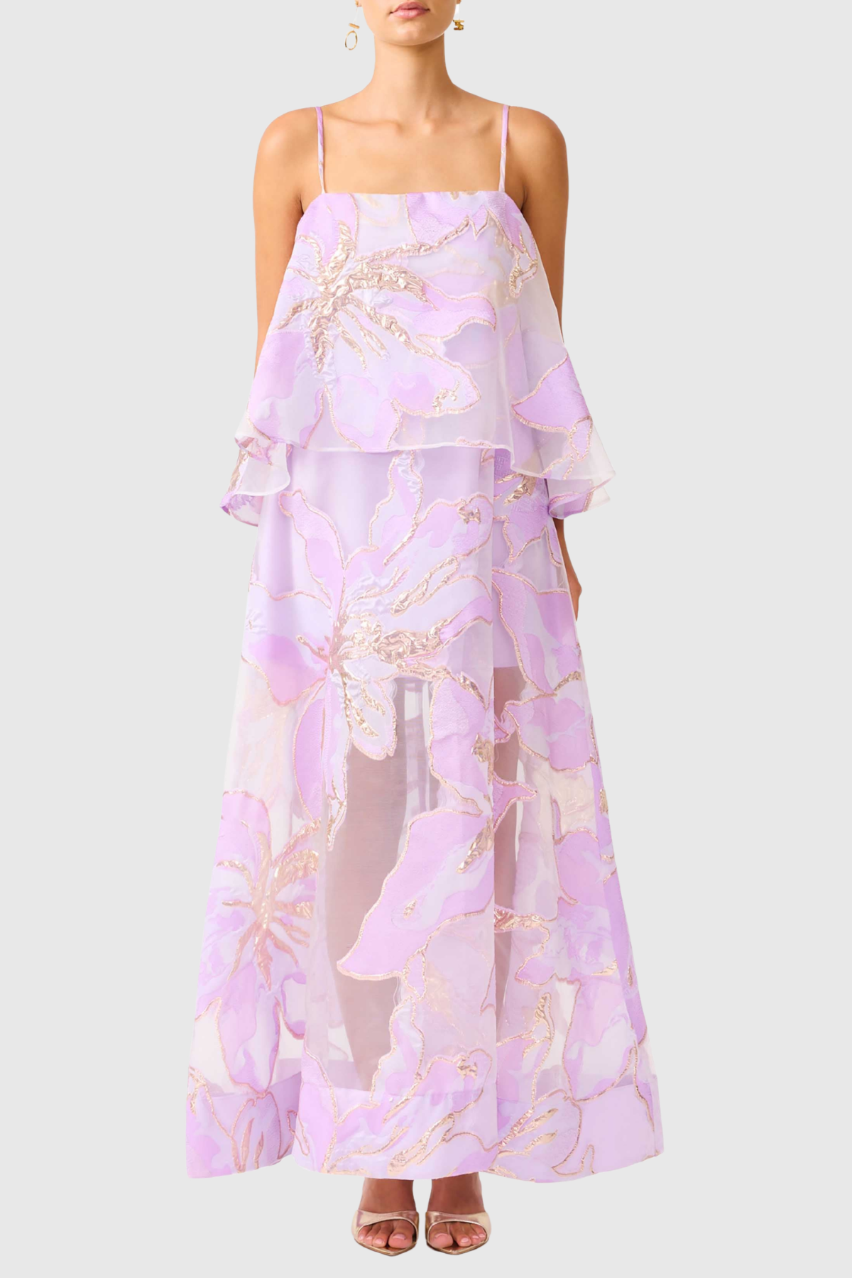 Lennox Floral Jacquard Maxi Dress in Purple