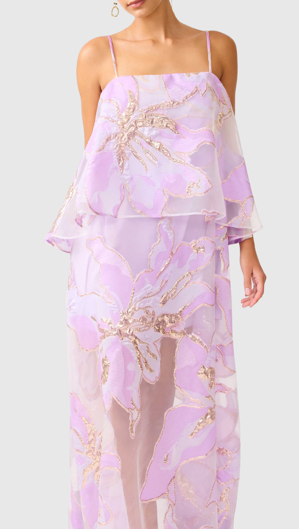 AIIZIE Lennox Floral Jacquard Maxi Dress in Purple - product image