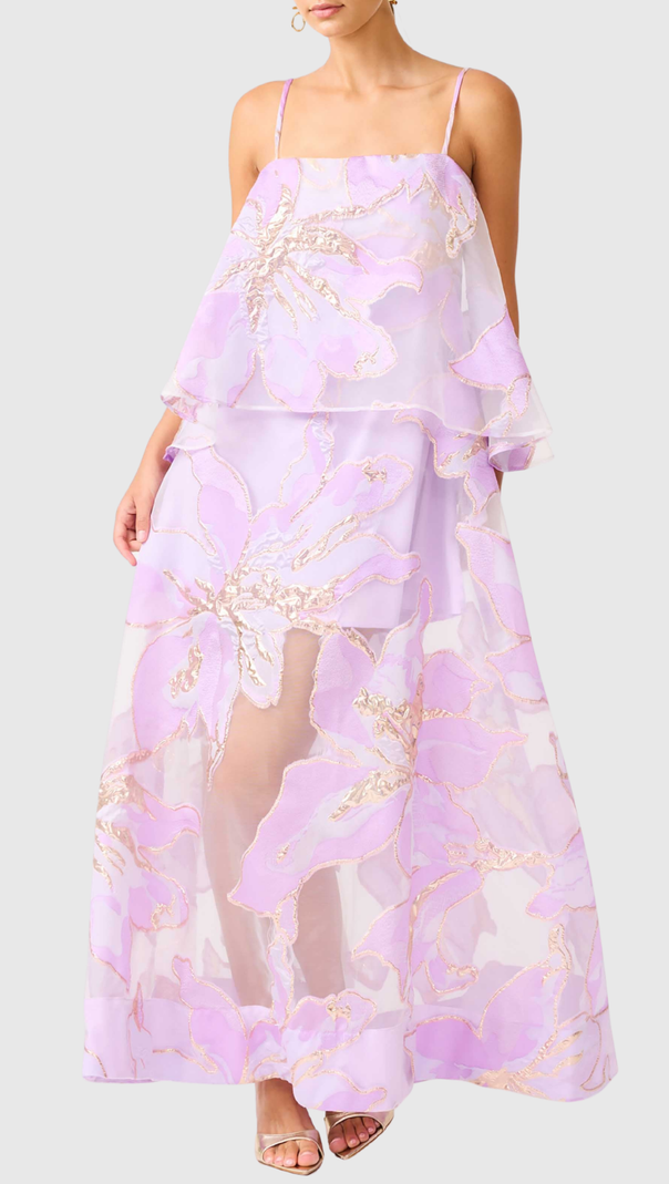 AIIZIE Lennox Floral Jacquard Maxi Dress in Purple - product image