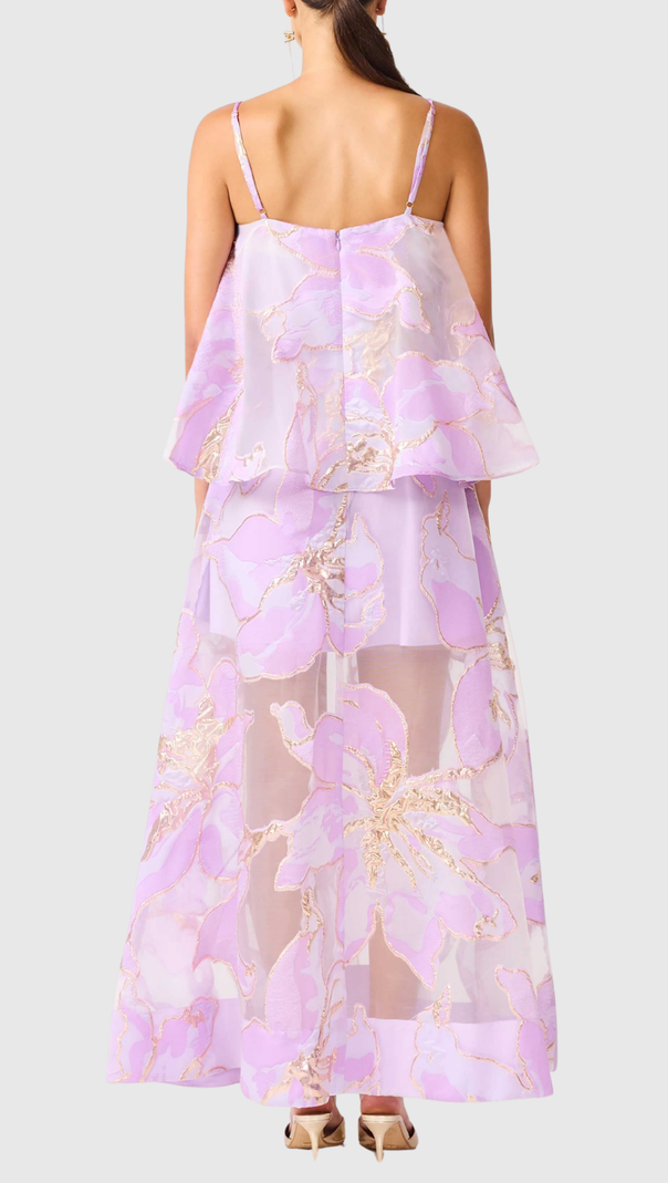 AIIZIE Lennox Floral Jacquard Maxi Dress in Purple - product image
