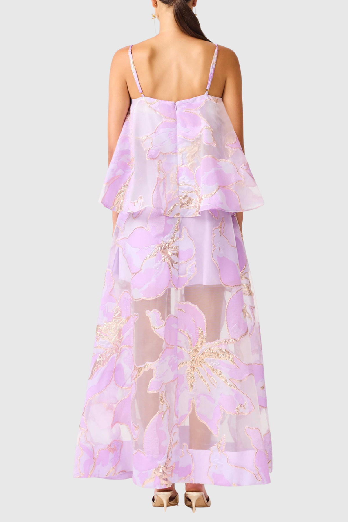 Lennox Floral Jacquard Maxi Dress in Purple