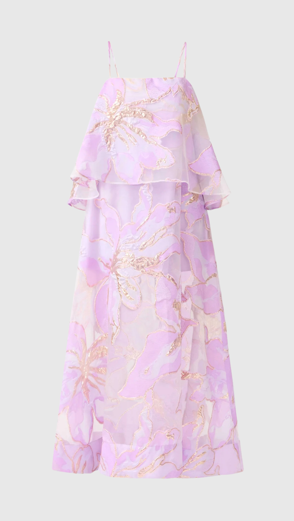 AIIZIE Lennox Floral Jacquard Maxi Dress in Purple - product image