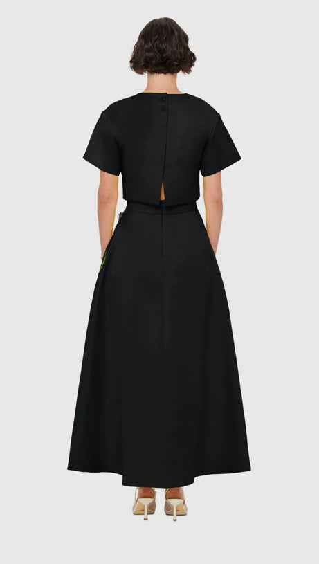 INDIE APPLIQUÉ SLEEVE IRIS PRINT SET IN BLACK