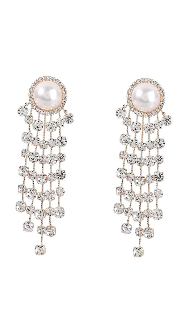 AIIZIE PEARL CRYSTAL TASSEL EARRINGS - product image