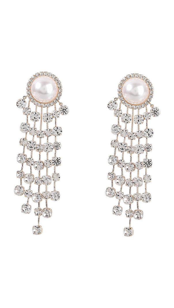 AIIZIE LETA PEARL CRYSTAL TASSEL EARRINGS - product image