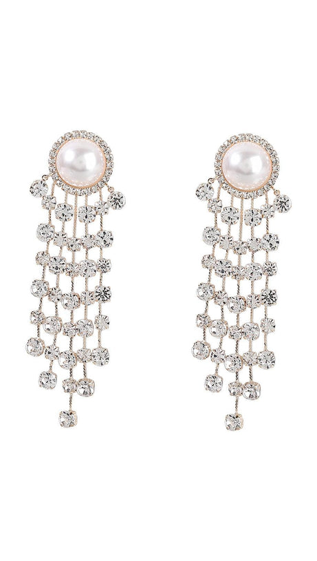 LETA PEARL CRYSTAL TASSEL EARRINGS