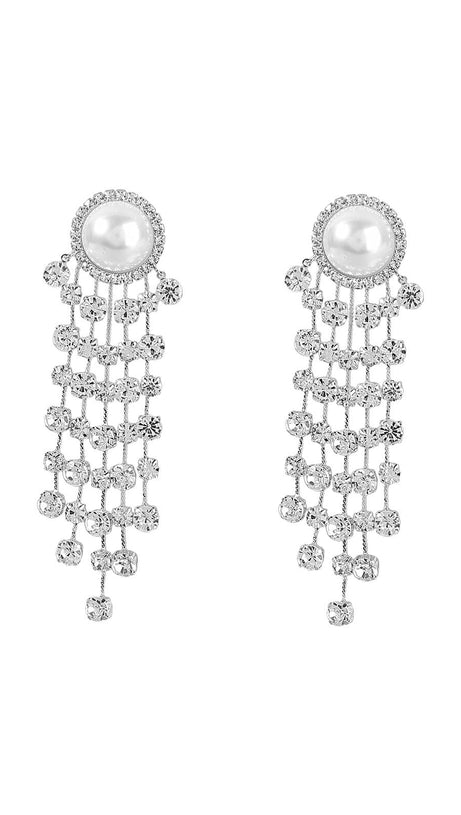 PEARL CRYSTAL TASSEL EARRINGS