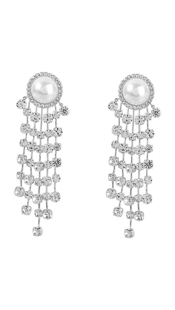 AIIZIE LETA PEARL CRYSTAL TASSEL EARRINGS - product image
