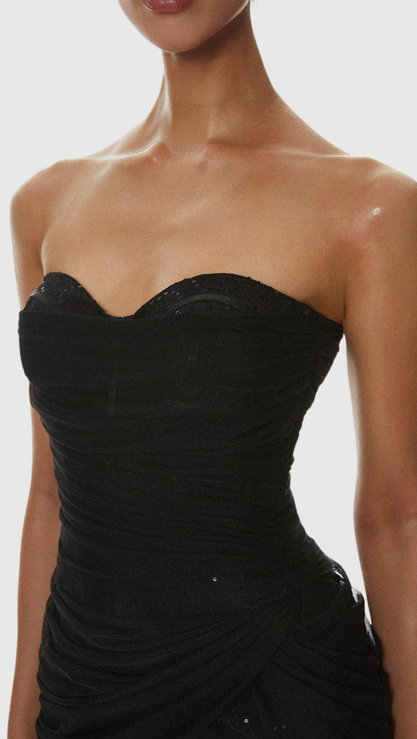 AIIZIE LISERRE SEQUIN STRAPLESS CORSET RUCHED MINI DRESS - product image