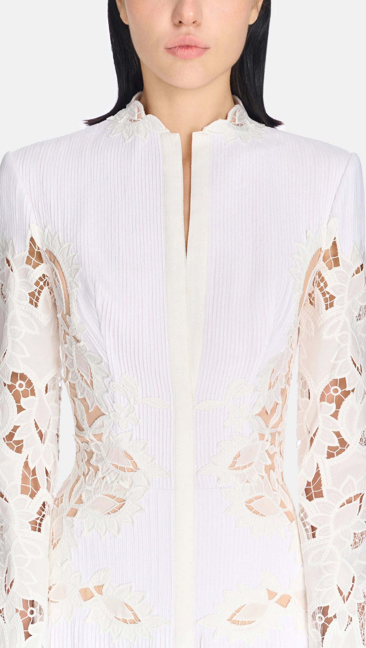 AIIZIE LACE EMBROIDERED HOLLOW MAXI DRESS IN WHITE - product image