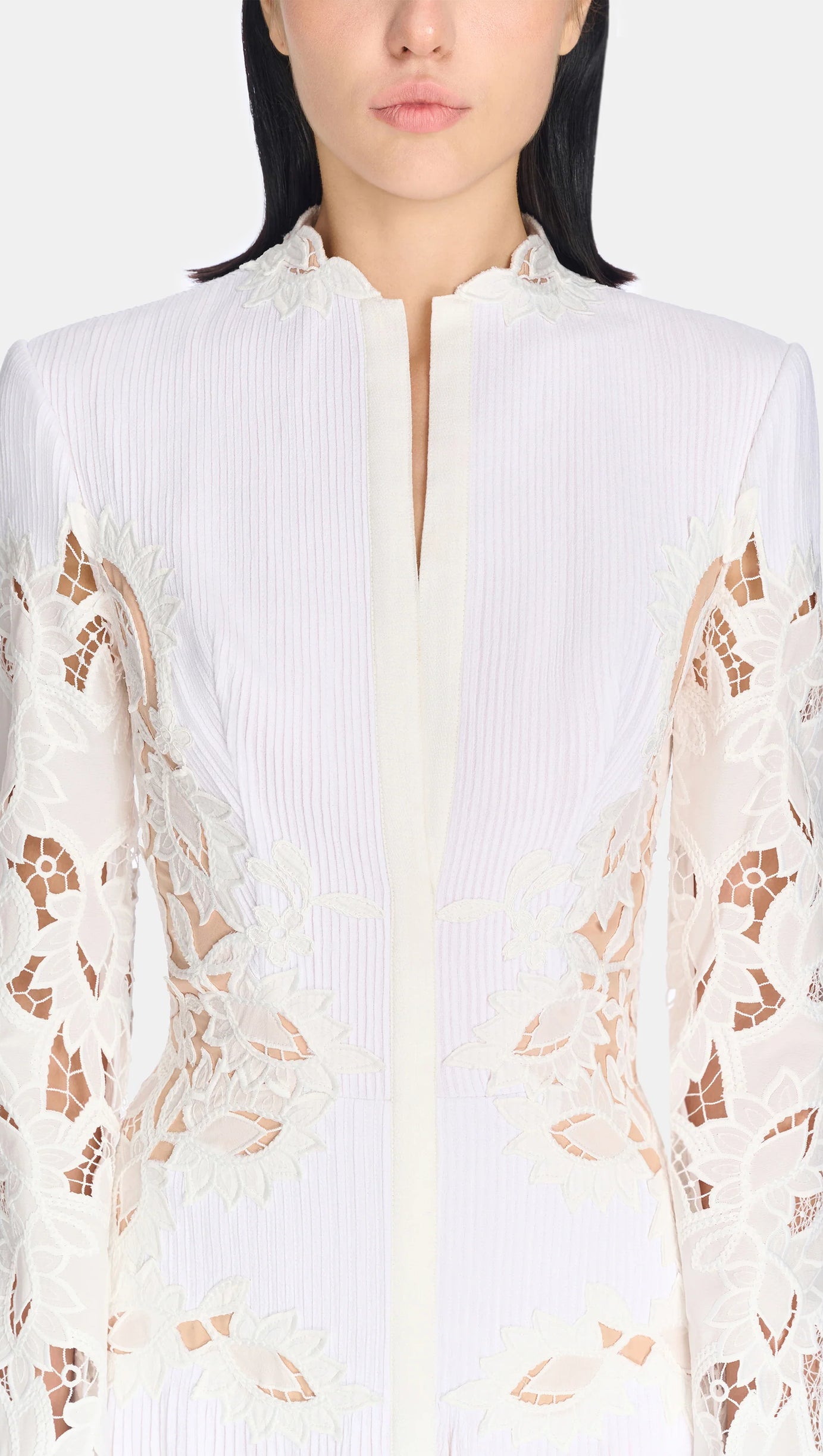 LACE EMBROIDERED HOLLOW MAXI DRESS IN WHITE