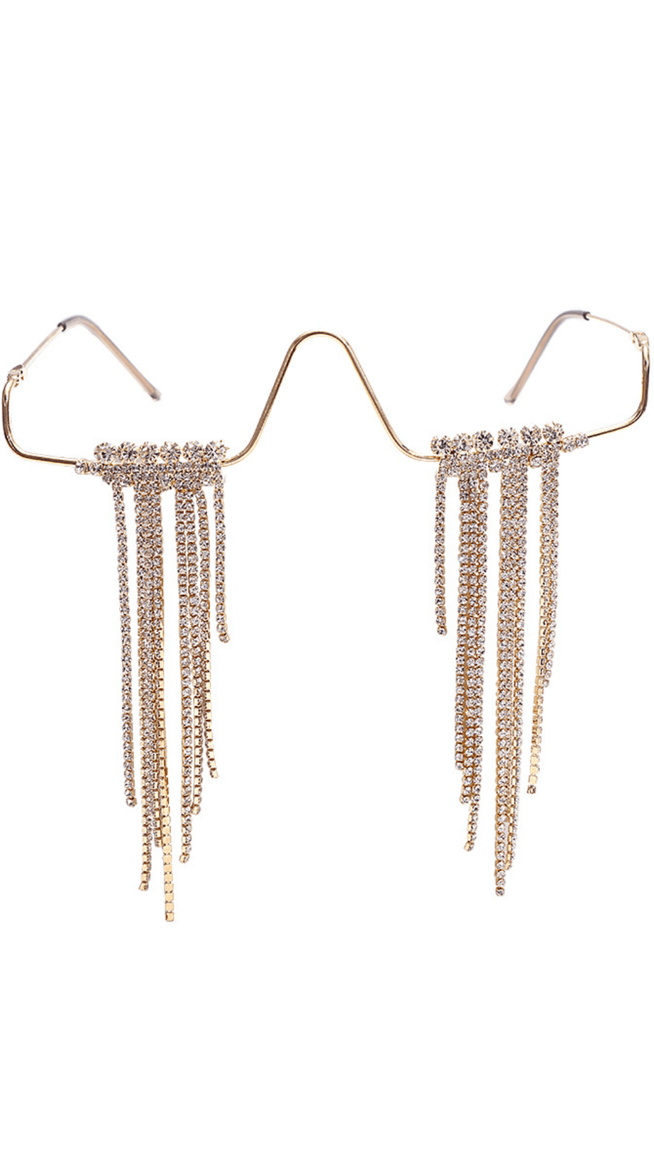 LONG FRINGED RHINESTONE PENDULUM GLASSES