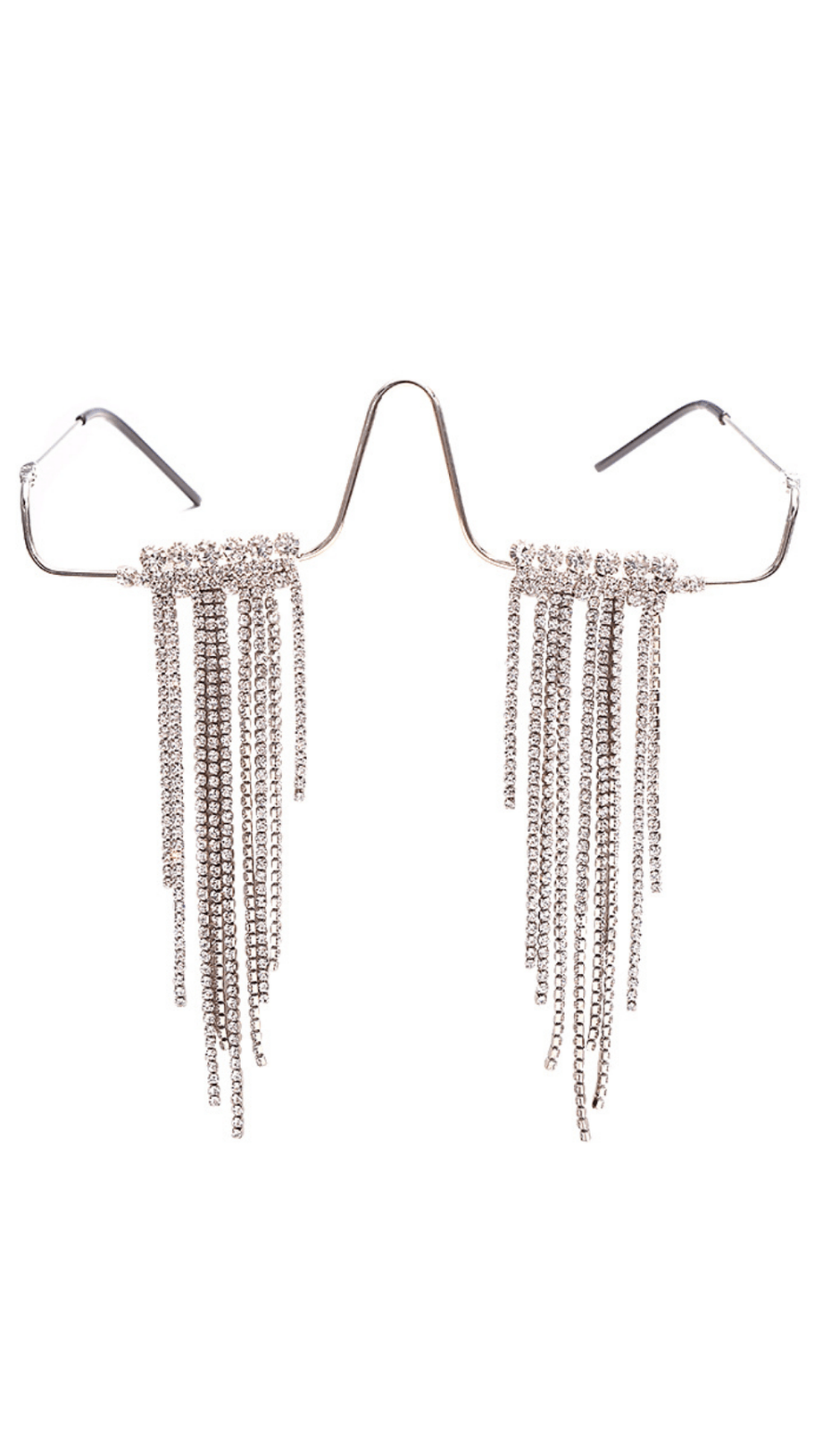 LONG FRINGED RHINESTONE PENDULUM GLASSES