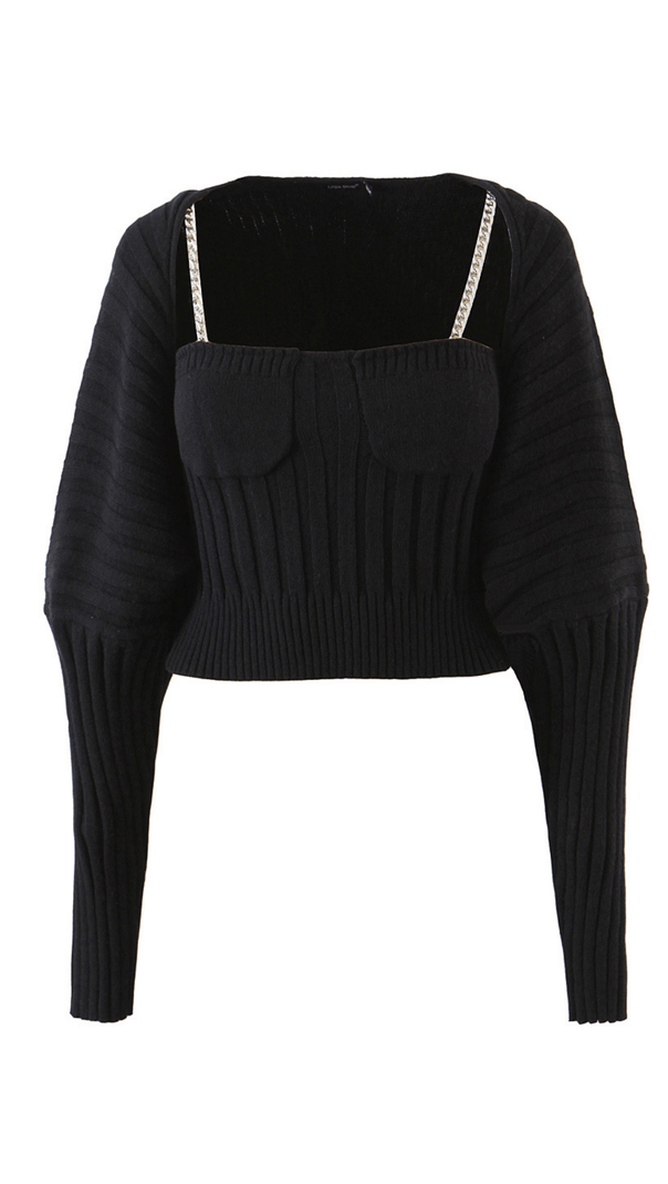 CAMICIA A MANICHE LUNGHE CON CATENA IN METALLO.
