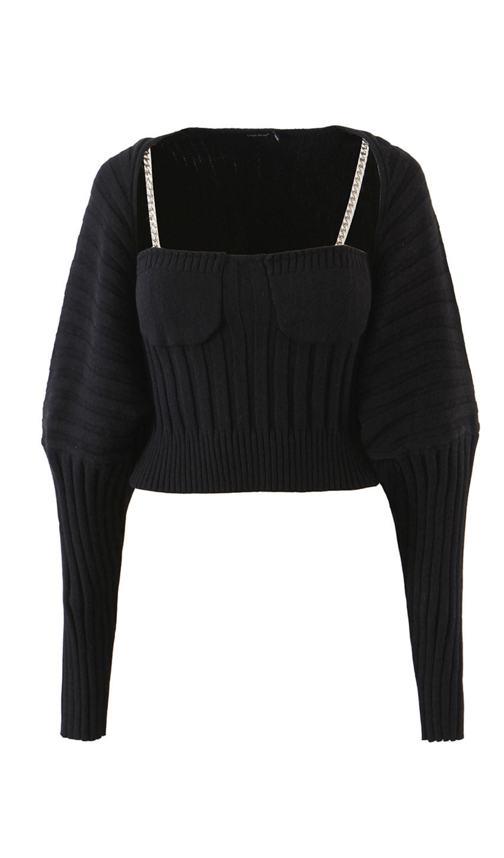 Langärmliges Unterhemd mit Metallkette.