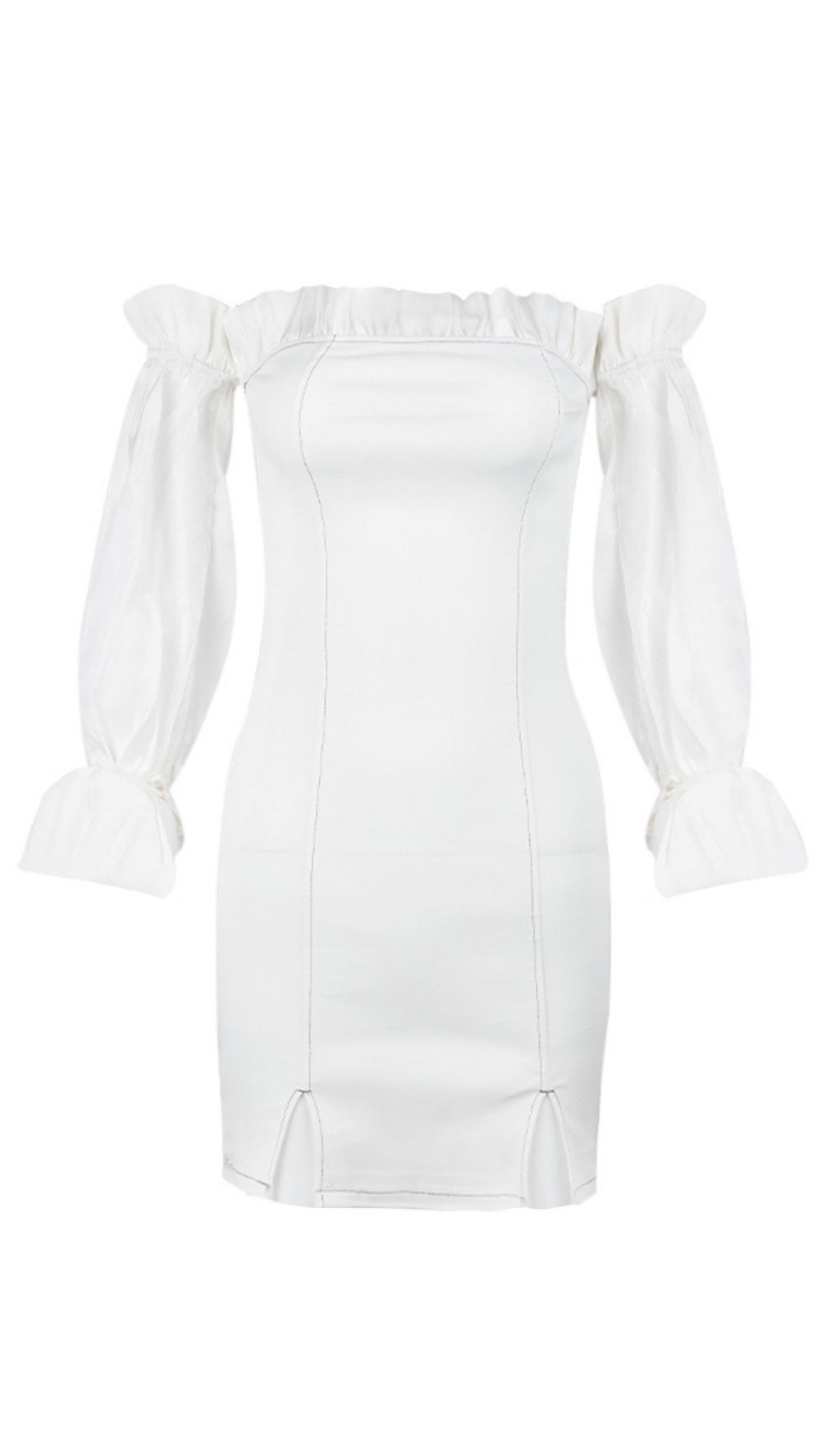 Langärmliges Kleid mit Melange-Spitze.