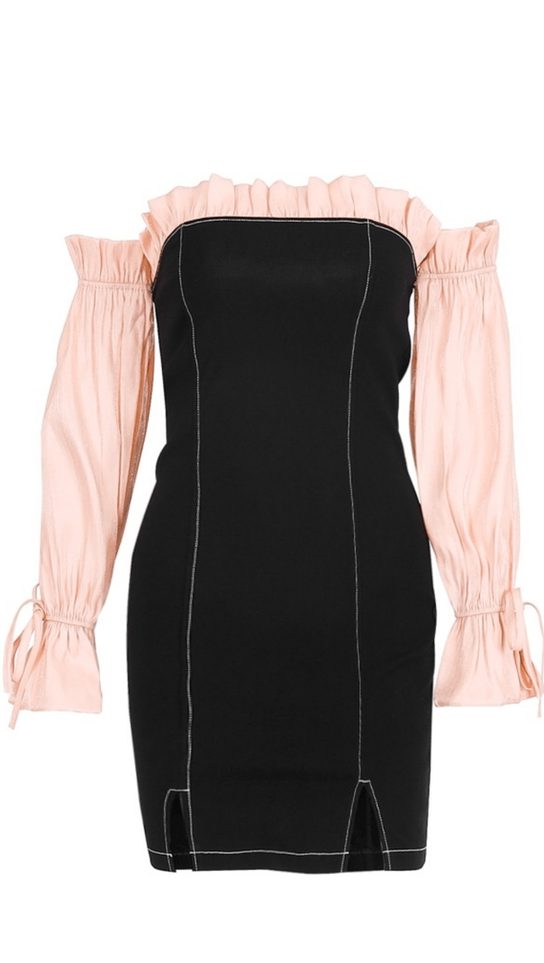 AIIZIE LONG-SLEEVED DRESS WITH MELANGE LACE. - product image