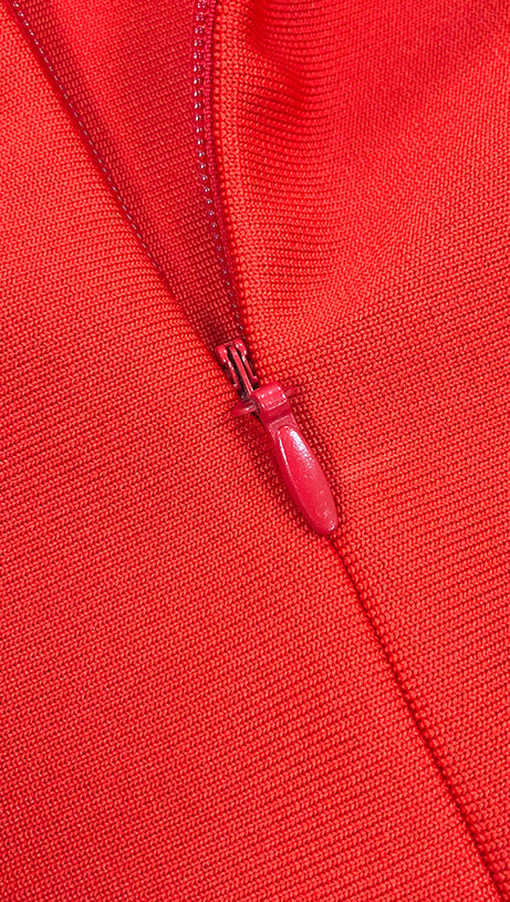 schulterfreies Bandage-Maxikleid in Rot