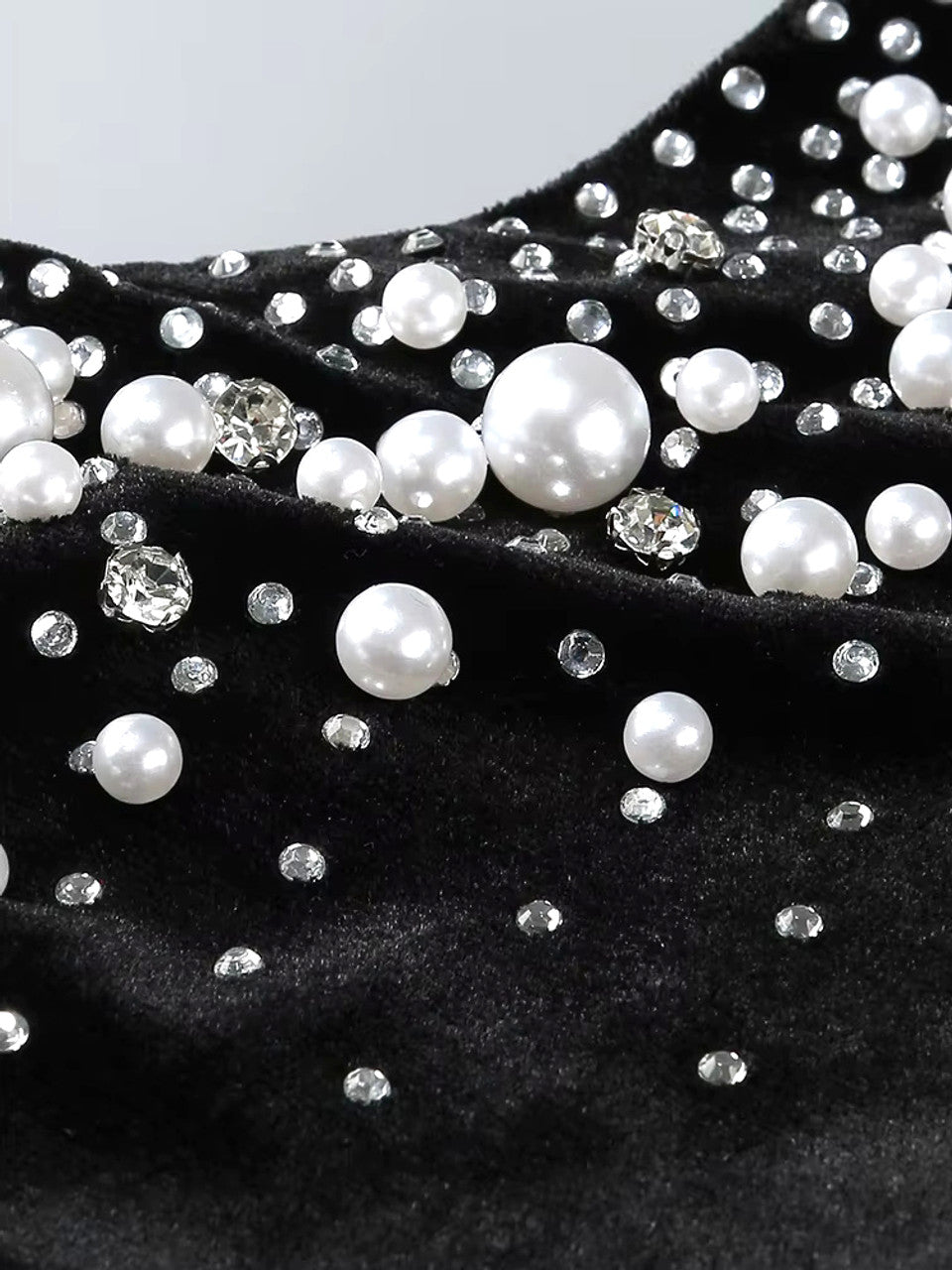 Long Sleeve Embellished Maxi Velvet Dress Black