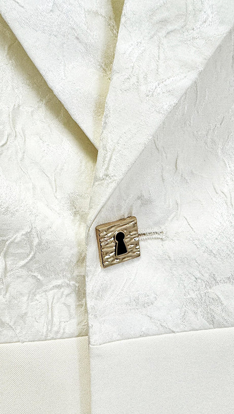 COMPLETO MIDI DUE PEZZI A MANICHE LUNGHE CON MOTIVO FLOREALE AVORIO