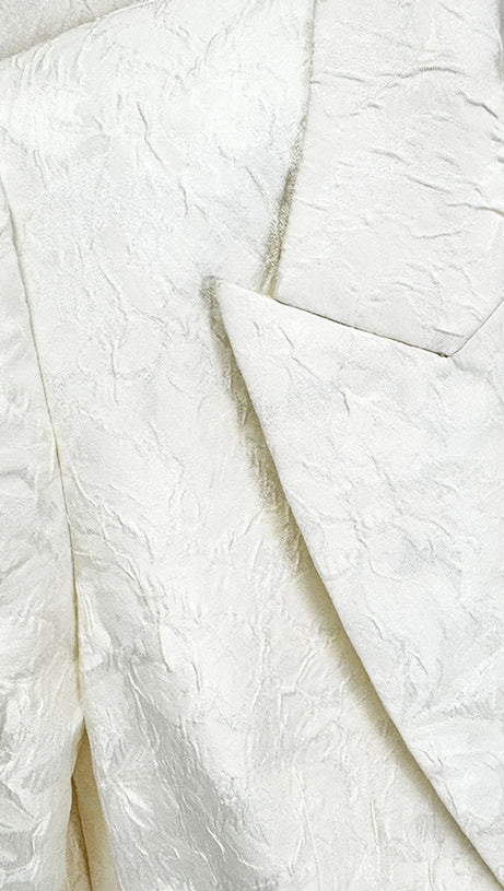 COMPLETO MIDI DUE PEZZI A MANICHE LUNGHE CON MOTIVO FLOREALE AVORIO