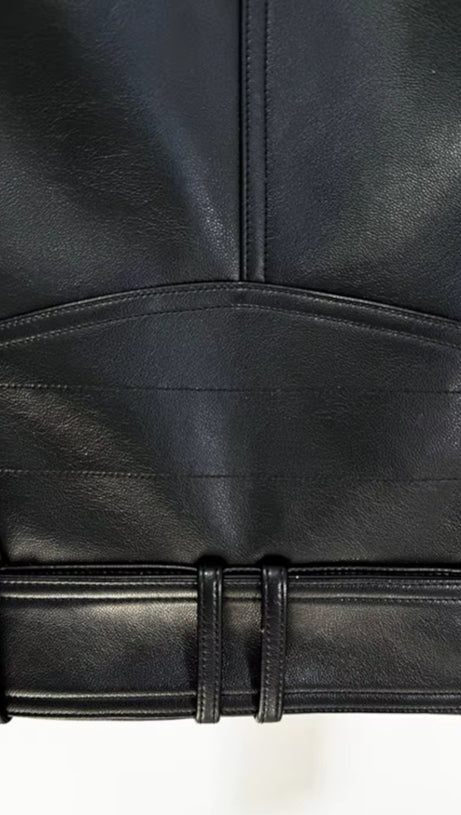 PERFECTO CROPPED LEATHER JACKET IN BLACK