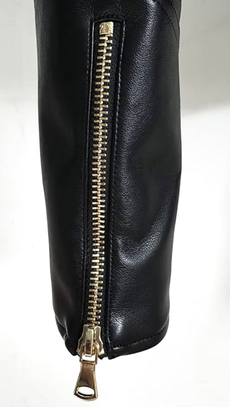 PERFECTO CROPPED LEATHER JACKET IN BLACK