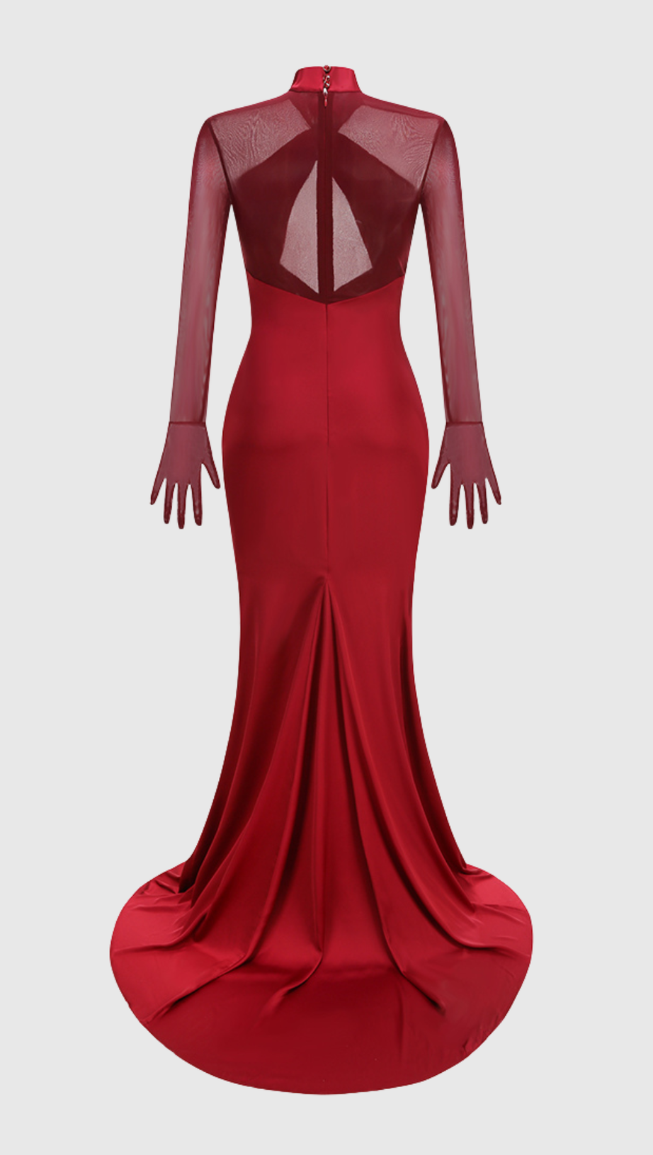 Lorere Mesh Satin Long Sleeve Maxi Dress
