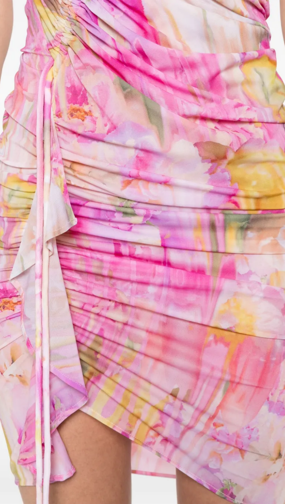 LUDEMA FLORAL PRINT HALTER RUCHED MINI DRESS