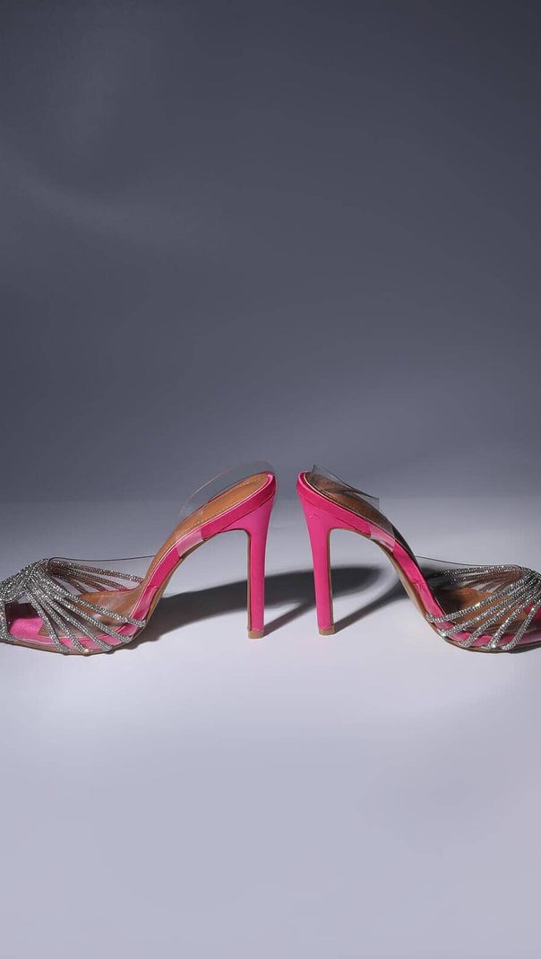 SANDALEN MIT KRISTALLVERZIERUNG IN PINK