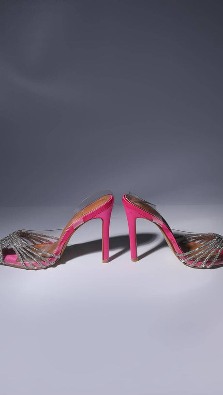 SANDALI ROSA SHOCK CON CRISTALLI