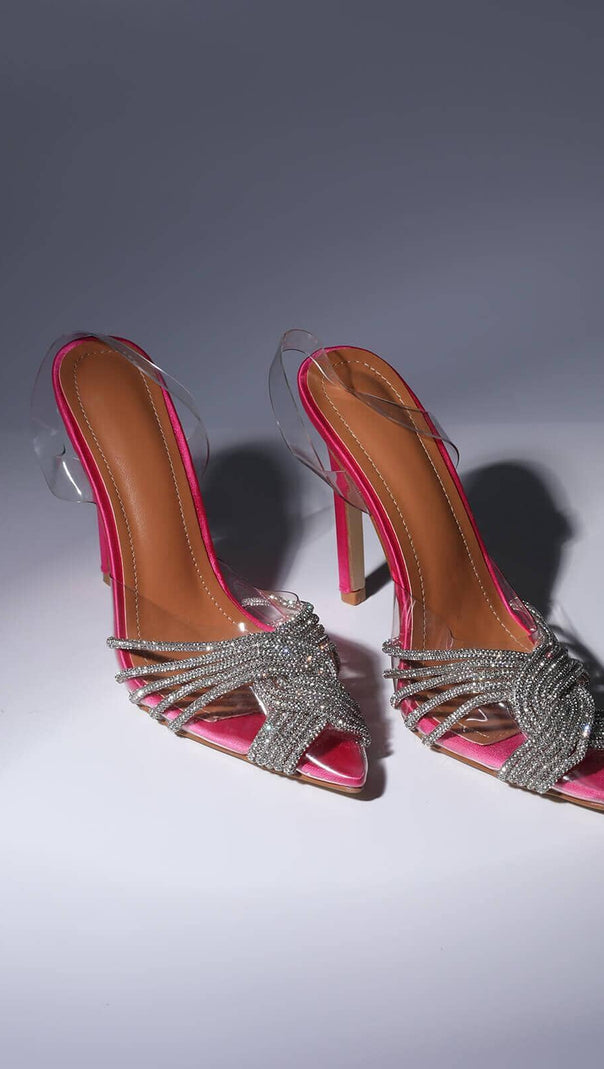 SANDALEN MIT KRISTALLVERZIERUNG IN PINK