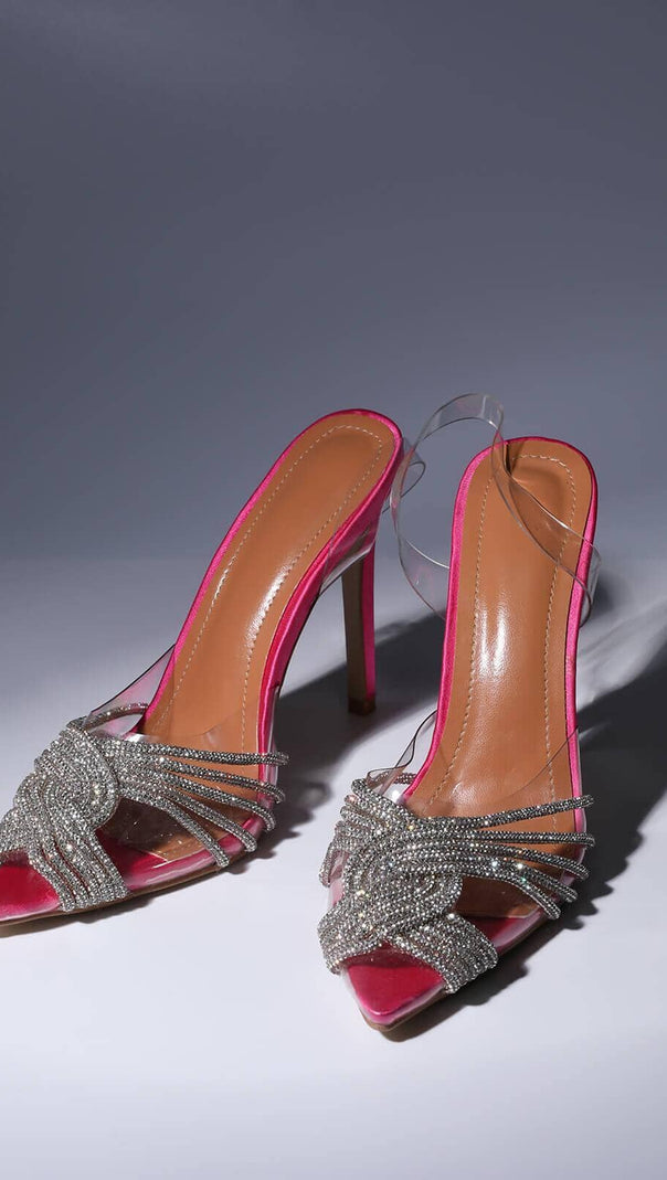 SANDALEN MIT KRISTALLVERZIERUNG IN PINK