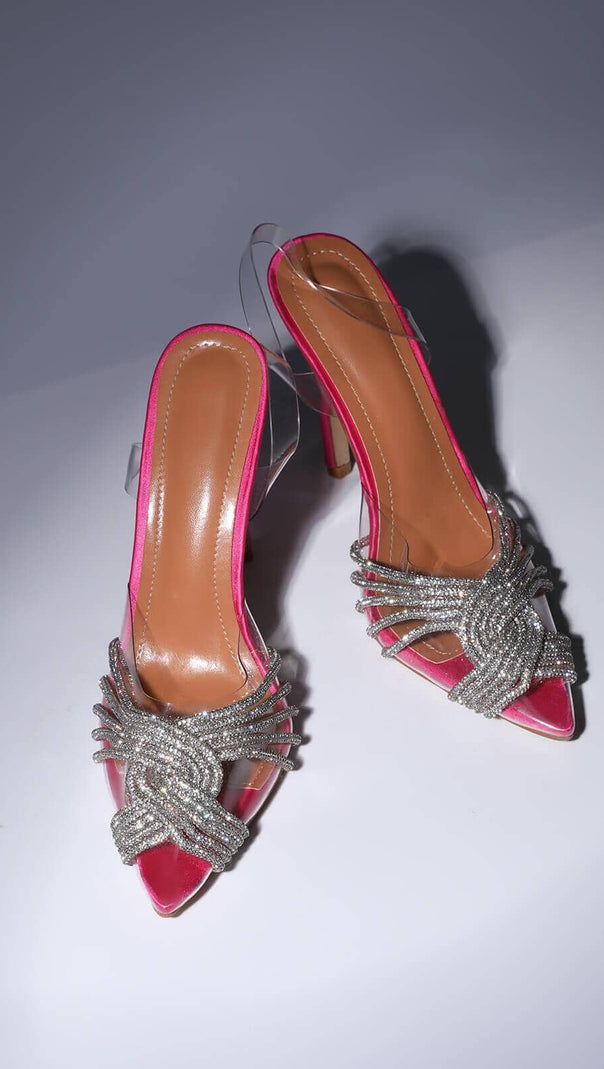 SANDALEN MIT KRISTALLVERZIERUNG IN PINK