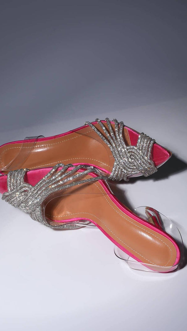 SANDALEN MIT KRISTALLVERZIERUNG IN PINK