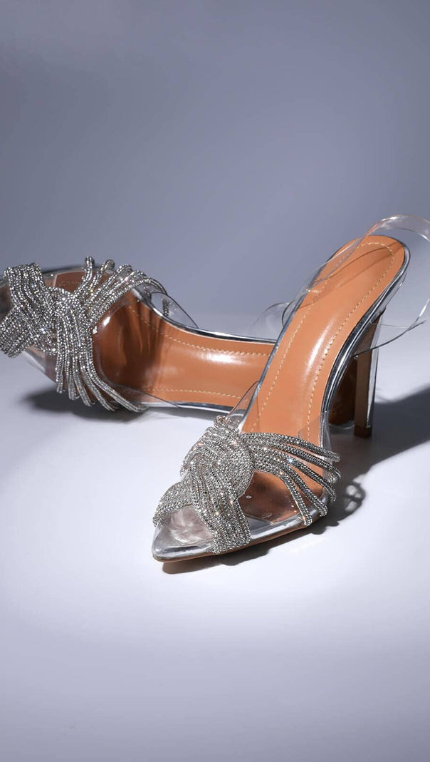 AIIZIE CRYSTAL EMBELLISHED SANDALS IN SILVER - product image