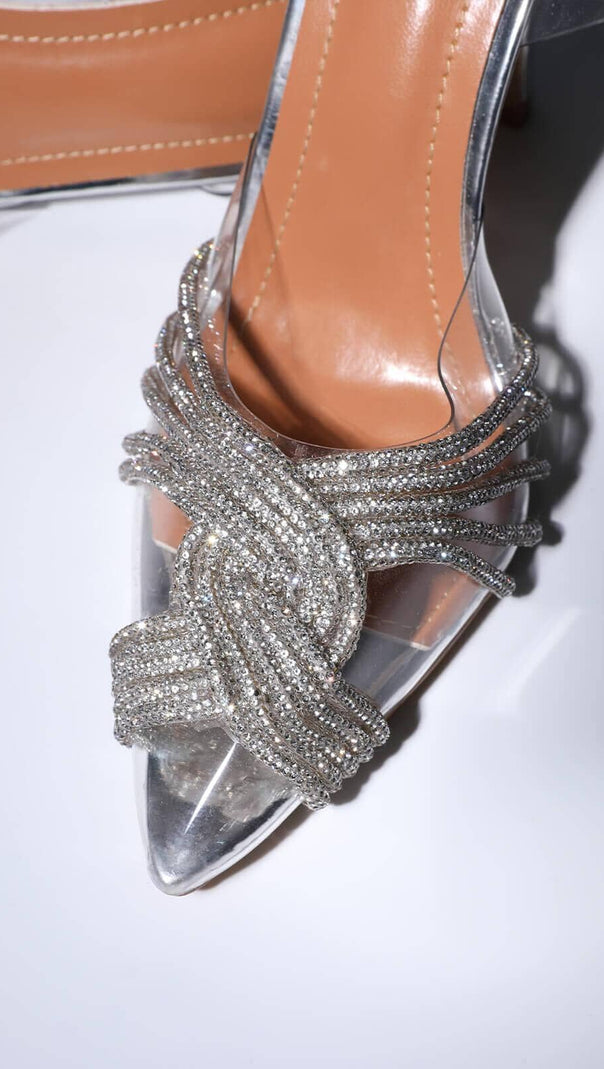 AIIZIE CRYSTAL EMBELLISHED SANDALS IN SILVER - product image