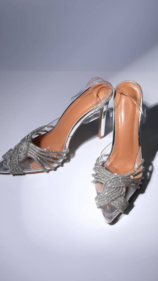 AIIZIE CRYSTAL EMBELLISHED SANDALS IN SILVER - product image