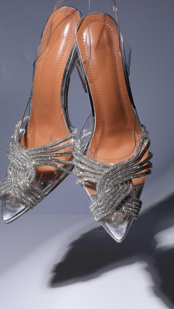 AIIZIE CRYSTAL EMBELLISHED SANDALS IN SILVER - product image
