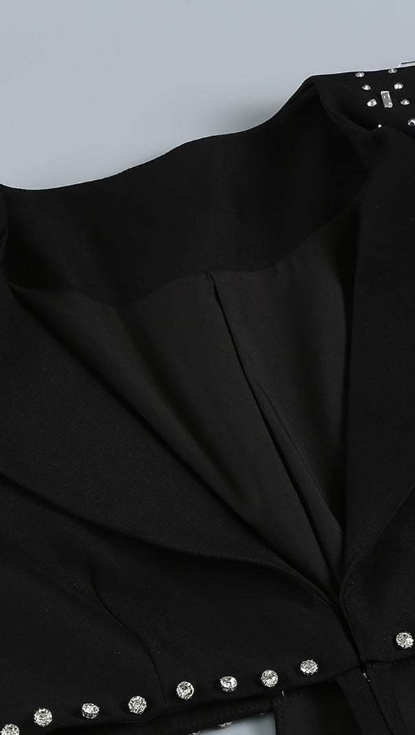 AIIZIE STRAPLESS JUMPSUIT LONG SLEEVE RHINESTONE BLAZER - product image