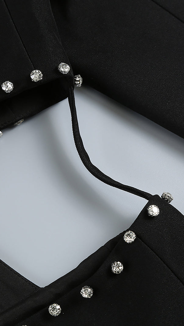 AIIZIE STRAPLESS JUMPSUIT LONG SLEEVE RHINESTONE BLAZER - product image