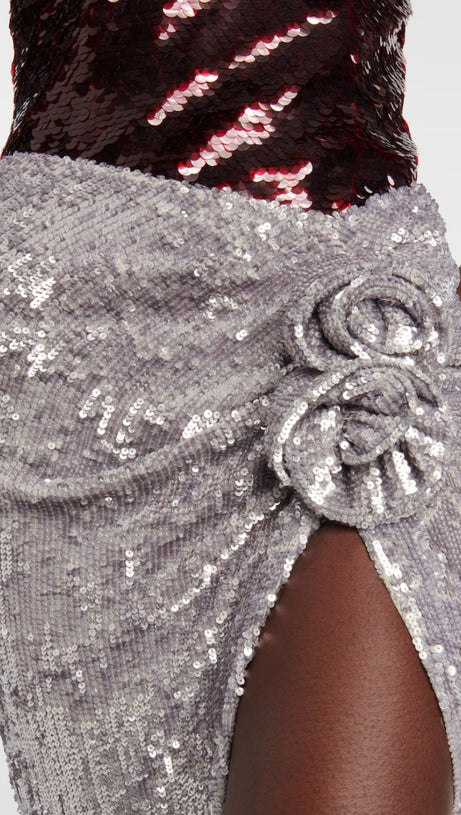 GONNA LUNGA CON SPACCHI FLOREALI E PAILLETTES LYRIC