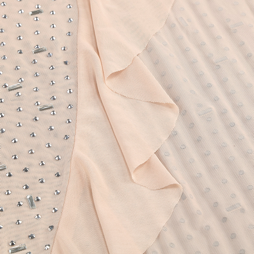 AIIZIE PLUNGE EMBELLISHED RUFFLE MESH DRESS - product image