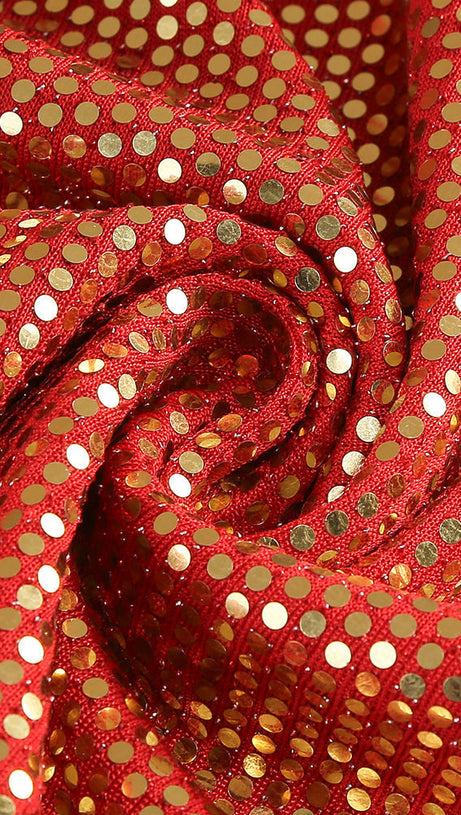 CUTOUT RUCHED SEQUIN SLIT DRESS