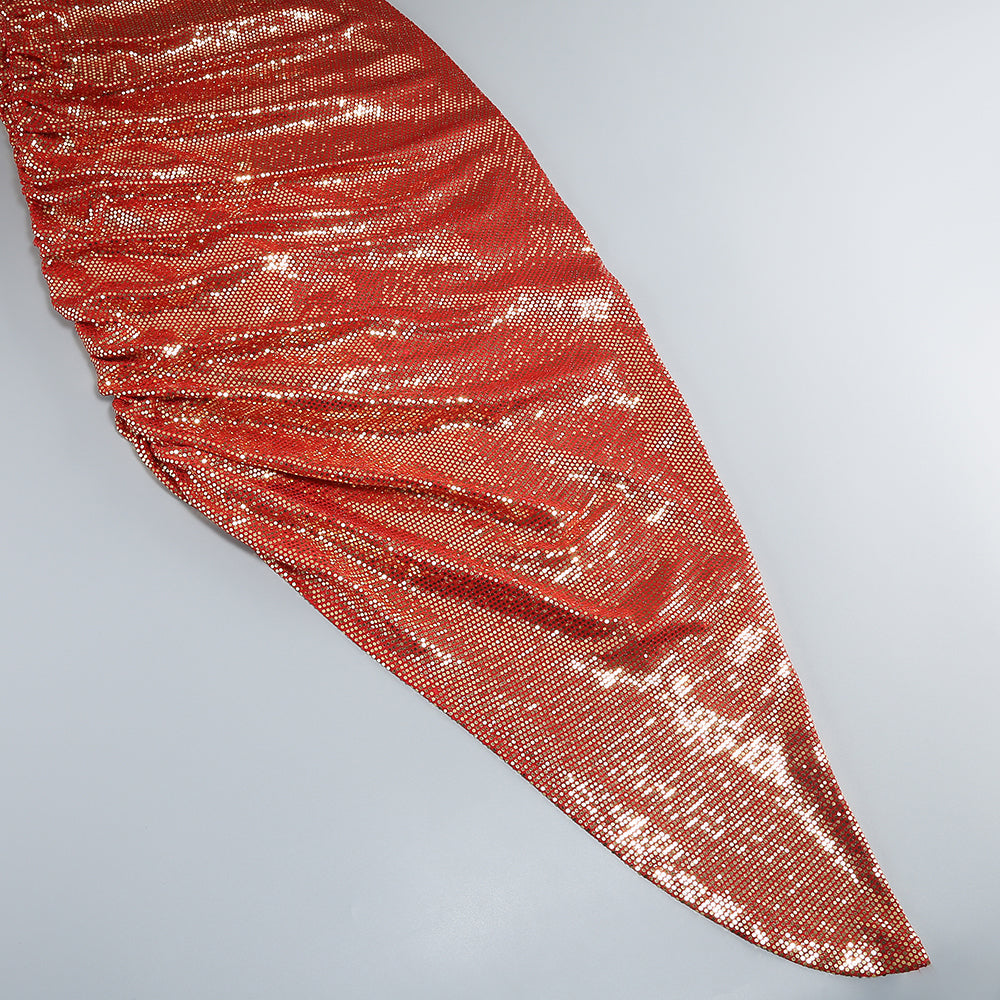 AIIZIE CUTOUT RUCHED SEQUIN SLIT DRESS - product image